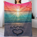 Love Ocean Beach Blanket - Gifts for Women, Men, Loved Ones - Soft Warm Cozy Fleece Throw for Kids, Adults - Couch, Sofa, Bed - 40"x50"
