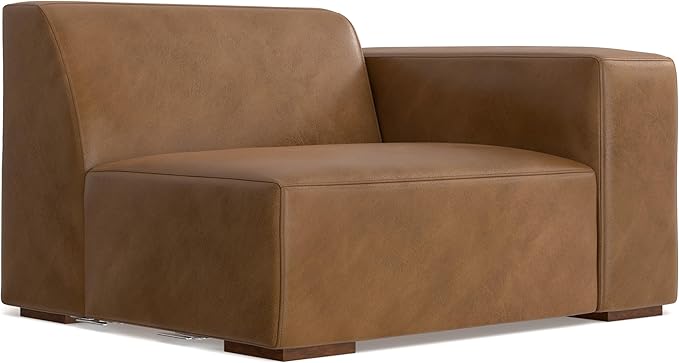 SIMPLIHOME Rex U-Shaped Sectional Modular Sofa in Full-Grain Genuine Leather, Caramel Brown, 144-inches Wide, Handcrafted Modern-Style Large Leather Couch for Living Room