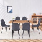 Dining Table Set for 6，Dinner Table Set for 6，55'' Kitchen Table and Suede Nap Fabic Chairs Set of 6，7 Piece Dining Table Set for Kitchen Dining Room