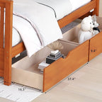 Merax Wood Bunk Bed with Drawers,Convertible Wood Bunk Bed with Ladders and Two Storage Drawers,Solid Wood Detachable Bed Frame with Ladders,Twin Over Full Size,Walnut