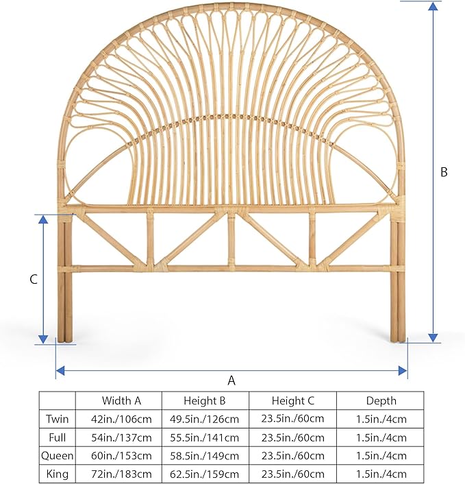 KOUBOO Rattan Loop Headboard, Queen, Natural