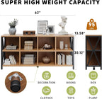 63" 8 Cube Horizontal Bookshelf Long Bookshelf Wood Cube Storage Organizer Rustic Wood Cubby Bookcase for Living Room Walnut