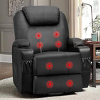 Flamaker Power Lift Recliner Chair Electric Lift Recliner for Elderly Power Lift Recliner Chair with Cup Holders Side Pockets for Living Room (Leather, Dark Black)
