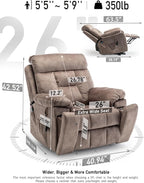 Large Power Lift Chairs Recliners for Elderly with Heated and Massage, Lazy Boy Recliner Chair with 26in Extra Wide Seat, Hidden Cup Holder, Side Pocket