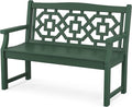Martha Stewart Chinoiserie Garden Bench Green - 2-Person Outdoor Patio Bench - HDPE Dock Seating - Classic Decorative Backyard Furniture - 47.5" Wide Garden Seat for Porch, Deck & Lawn