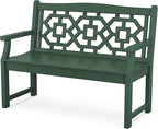 Martha Stewart Chinoiserie Garden Bench Green - 2-Person Outdoor Patio Bench - HDPE Dock Seating - Classic Decorative Backyard Furniture - 47.5" Wide Garden Seat for Porch, Deck & Lawn