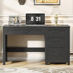Farmhouse 47" Executive Desk, Computer Desk with File Drawer and Charging Station, Workstation for Home Office, Study(Pure Black)