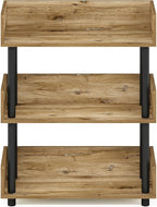Furinno TURN-N-TUBE 3-Tier Display Shelf, Storage Shelves, Book Shelf, Open Shelves with Rounded Corner Top Edges, for Organization and Storage, Living Room, Home Office, Flagstaff Oak