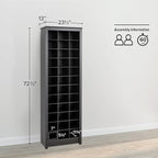 Prepac Elegant Black Shoe Storage Cabinet, Space-Saving Solution with Cubbies for 36 Pairs, 13"D x 23.5" W x 72.5" H