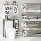 Vabches Over The Toilet Storage Cabinet, Farmhouse Storage Cabinet Over Toilet with Sliding Barn Door，Home Space-Saving Toilet Rack, for Bathroom, Restroom, Laundry
