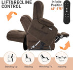 EONIX Lay Flat Power Lift Recliner Chair with Heat and Massage, Dual Motor Electric Lift Chair for Elderly for Postoperative Recovery, 400lbs Heavy Duty, Cup Holders, Lumbar Pillow, Coffee