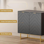 Scurrty 31.5" Black Sideboard Buffet Cabinet with Storage, Cabinet with Doors & Adjustable Shelf for Living Room & Kitchen