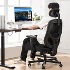 Ergonomic Home Office Desk Chair,Breathable Mesh Chair with Expanded High Back Lumbar Support,Adjustable Height,Armrests and Headrest