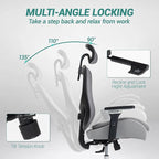Big and Tall Executive Office Chair, Ergonomic Comfy Mesh Desk Chair with 4D Arms & Extra Wide Seat, Adjustable Headrest & Lumbar Support, 750LBS Capacity, Grey
