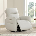 CHITA Faux Leather Power Recliner Chair, Swivel Glider Recliner for Adults, Nursery Rocking Chair with USB & Type-C Charging for Living Room, Bedroom, Creamy Grey