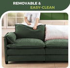 ELUCHANG 113" Modular Sectional Sofa, Comfy Cloud Couch, L Shaped Deep Seat Sofa Couches for Living Room, 4-Seater Modern Sofa with Movable Ottoman, DIY Combination - Chenille Olive Green