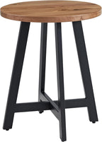 Lavish Home End Table - Industrial Side Table with MDF Top and Metal Frame - Round Table for Living Room, Bedroom, Hallway, or Dorm Room (Walnut)