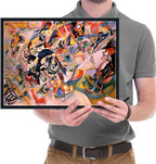 Wieco Art Framed Canvas Wall Art Composition VII, 1913 by Wassily Kandinsky Classic Abstract Famous Paintings Reproductions Canvas Wall Art for Home Decoration