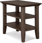 SIMPLIHOME Acadian 14-inch Wide Solid Wood Narrow End Table in Farmhouse Brown, Transitional-Style Side Table for Living Room, Bedroom, or Family Room with 2 Open Shelves
