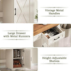 Vabches Farmhouse 51" Executive Desk,Computer Desk with Drawers and Storage Cabinet, Home Office Desk for Work and Study.