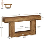 Tribesigns 63-Inch Long Console Table, 2-Tier Entryway Table Sofa Table with Storage, Farmhouse Wood Behind Couch Table for Living Room, Hallway, Rustic Brown