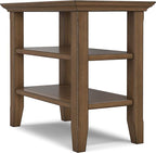 SIMPLIHOME Acadian 14-inch Wide Solid Wood Narrow End Table in Rustic Natural Aged Brown, Transitional-Style Side Table for Living Room, Bedroom, or Family Room with 2 Open Shelves