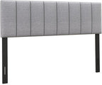 Giantex Linen Upholstered Headboard, Adjustable Width Button Tufted Headboard Only with Solid Wood Legs, Attach Frame, Modern Headboards for Queen Full Size Bed, Gray
