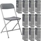 100 Pack Plastic Grey Folding Chairs,Portable Party Chairs Stackable Commercial Seats with Steel Frame for Office Home Outdoor Indoor Wedding Party Patio Dinning Events,350lbs Capacity