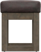 SIMPLIHOME Milltown 27 inch Wide Contemporary Rectangle Footstool Ottoman Bench in Distressed Brown Vegan Faux Leather, Assembled, for the Living Room and Bedroom