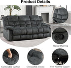 CANMOV Manual Reclining Sofa Set, 3 Pieces Sofa Set, Manual Recliner Chair, Reclining Loveseat and 3-Seat Sofa for Living Room, Furniture Set, Grey(1+2+3)