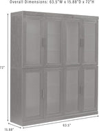 Crosley Furniture Essen 2-Piece Glass Door Kitchen Pantry Storage Cabinet Set, Living Room, Entryway, Black