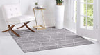 Unique Loom Trellis Frieze Collection Area Rug - Geometric (5' Square, Light Gray/ Ivory)