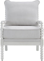 Morden Fort Linen Fabric Spindle Accent Chairs Set of 2, French Style Chairs with High Resilience Spring Cushion and Armrest Pads, Leisure Armchair for Living Room Bedroom Farmhouse Office Balcony