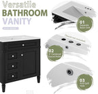30" Bathroom Vanity with Matching Medicine Cabinet, Modern Sink Storage Cabinet with Drawers, Soft Closing Doors and Shelf, Bathroom Vanities with Sink & Mirror