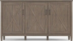 SIMPLIHOME Ela Solid Wood 60 inch Wide Transitional Wide Storage Cabinet in Smoky Brown for The Living Room, Entryway and Family Room