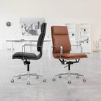Laura Davidson Furniture Lexi II Padded Office Chair - Tall Back Desk Chair with Arm Rest, Swivel & Cushion Availability, Made of Faux Leather, White, Computer Chair
