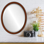 OVALCREST Oval Beveled Wall Mirror for Home Decor - Toronto Style - Vintage Cherry - 22" x 18"