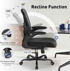 ZZH Ergonomic Office Chair Set of 4 with Adjustable Lumbar Support, Mesh Home Office Desk Chair with Wheels and Flip-up Arms, Black