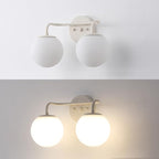 JONATHAN Y JYL3535C Louis Parisian Globe 15" 2-Light Metal/Frosted Glass Modern Contemporary LED Vanity Light Midcentury, Glam, Transitional, Bathroom, Powder Room, Dressing Room, Bedroom, Almond