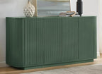 LKTART 64" Buffet Cabinet with Storage, Modern Fluted Accent Sideboard Media Console Credenza with Adjustable Shelves Pressed Spring for Kitchen Living Room,31.5" H (Green)