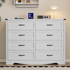 8-Drawer Dresser for Bedroom, Modern Wooden Chest of Drawers with Metal Handles, Anti-Tipping Design, Sturdy and Stable Storage Organizer for Living Room, Entryway, Home Office, Standard