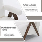Mid Century Modern Accent Chair Loveseat Sofa with Solid Wood Frame, Boucle Upholstered Living Room Chairs with Thick Cushion, Comfy Tufted Arm Chair for Bedroom, Ivory