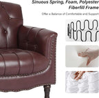 Faux Leather Accent Chair, PU Leather Modern Comfy Upholstered Armchair with Wood Legs & Nailhead Trim for Living Room, Bedroom
