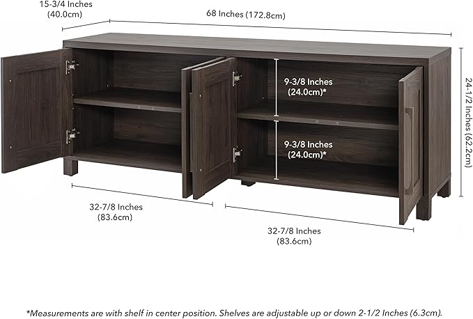 Henn&Hart Rectangular TV Stand for TV's up to 80" in Alder Brown, TV Stands for the Living Room