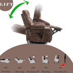 Large Power Lift Recliner Chair with Massage and Heat for Elderly,Overstuffed Wide Recliners,Breathable Leather with 2 Cup Holders,Dual OKIN Motor,Recline up to 180 Degrees