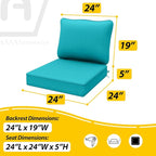 AAAAAcessories Outdoor Deep Seat Cushions, Waterproof, Fade-Resistant Patio Furniture Replacement Cushions, 24" x 24" x 5", Turquoise Blue