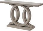 Tribesigns 55-Inch Console Table with Geometric Wood Base, Modern Entryway Table with Thick Tabletop for Living Room, Hallway, Foyer (Gray)