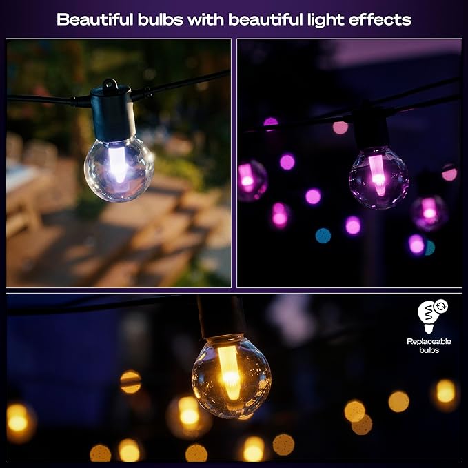 Philips Hue Festavia Globe Outdoor String Lights, White and Color Ambiance, 91ft, 32 Bulbs, Dimmable, Control with Hue App, Works with Alexa, Google Assistant, Apple Home