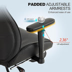 Ergonomic Home Office Chair with Footrest,Modern Faux Leather Reclining Chair,High Back Video Game Executive Computer Chairs with Adjustable Armrest & Lumbar Support,360°Swivel (Black)