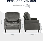 Accent Chairs for Living Room, Set of 2 Mid-Century Modern Upholstered Armchairs, Comfy Velvet Chair w/Wood Legs & Nailhead Trim, Wingback Chair for Bedroom, Grey